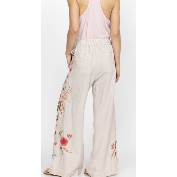 Johnny Was Joya Wide Leg Linen Pants Size XL Embroidered Floral Bohemian - Picture 2 of 15